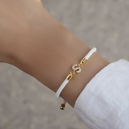 New Brand Fashion Initial Letter Charm Bracelet Women Pave Zirconia A-Z Adjustable Rope Bracelet for Women Jewelry Gift