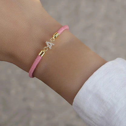 New Brand Fashion Initial Letter Charm Bracelet Women Pave Zirconia A-Z Adjustable Rope Bracelet for Women Jewelry Gift